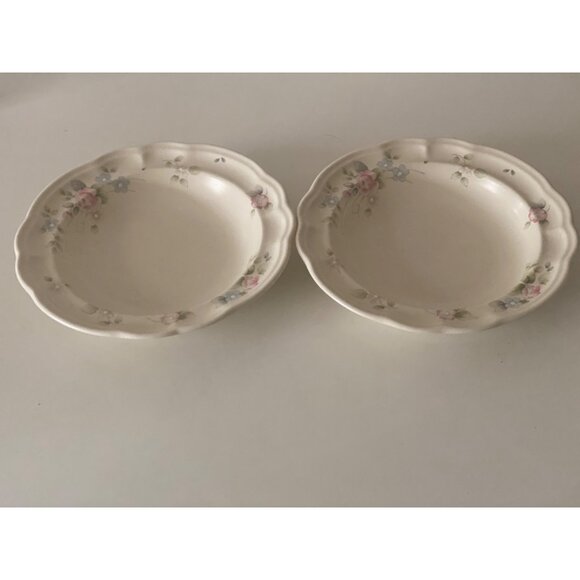 2 PFALTZGRAFF Tea Rose Floral Scalloped Soup Bowl Ivory Beige Ceramic Stoneware - Picture 12 of 13